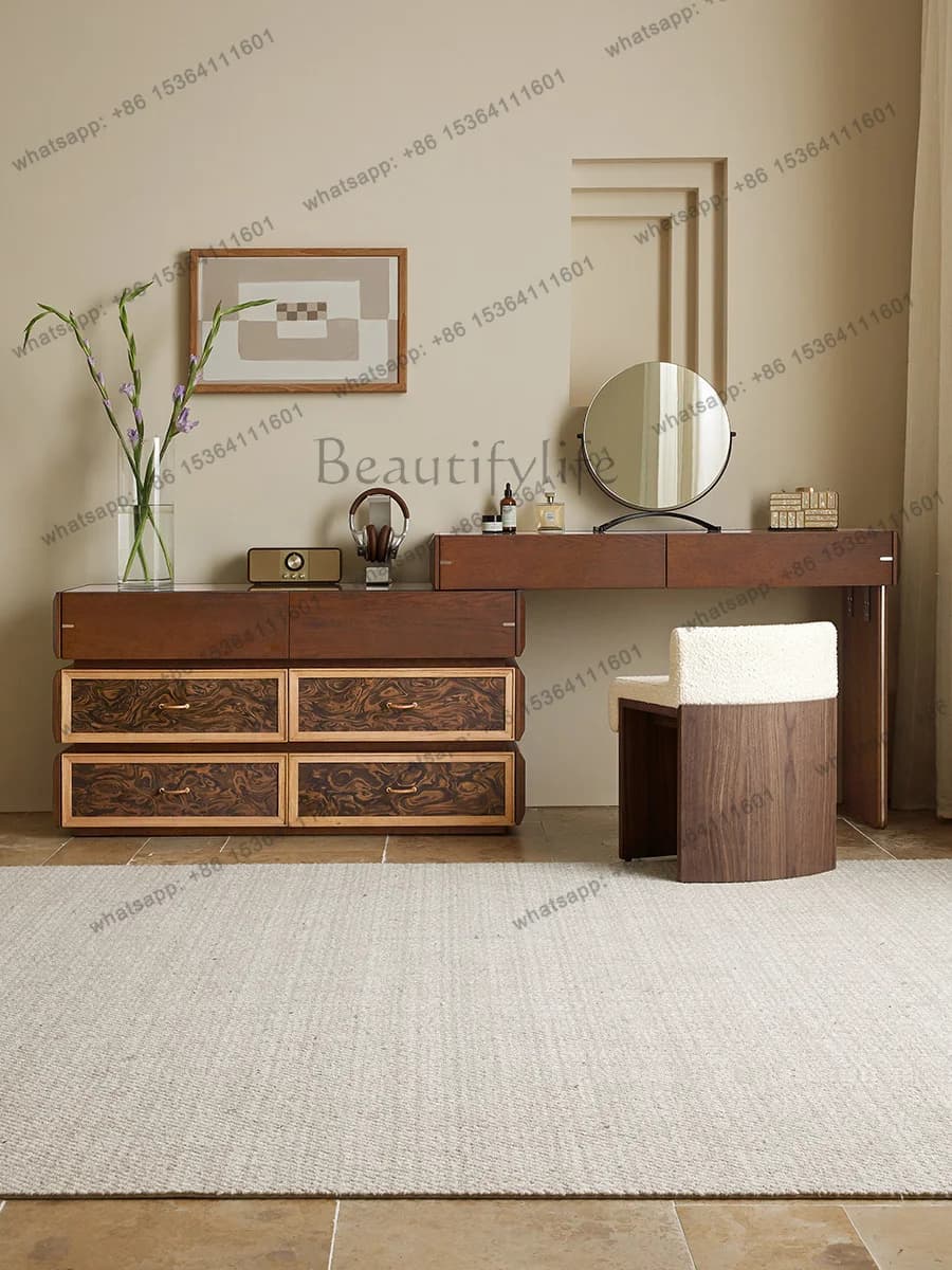 Medieval style solid wood dresser, chest of drawers, integrated corner storage cabinet, dressing table
