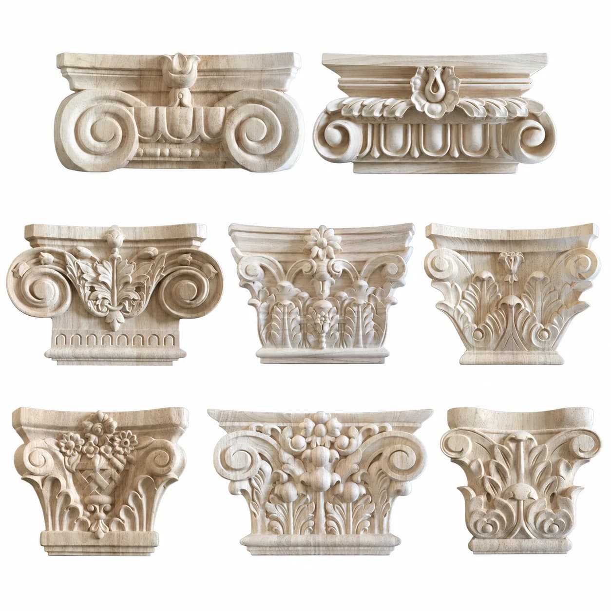 olid Wood Carvings and Appliques for Furniture Doors Walls and Frames, Natural Wood Decorative Onlays for DIY Home Decor