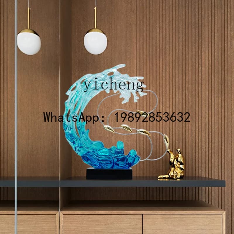 X-29  Resin Sculpture Living Room Entrance Soft Decoration Lucky Decoration Wave Art Ornament