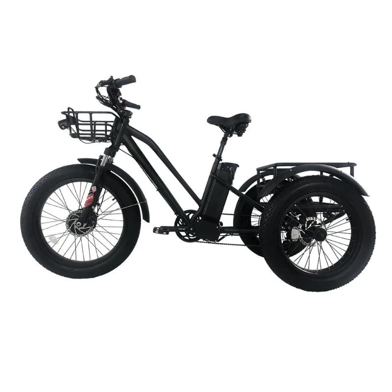 Electric tricycle for hauling goods, 24-inch thick tires, load, 500W brushless lithium battery variable speed electric vehicle