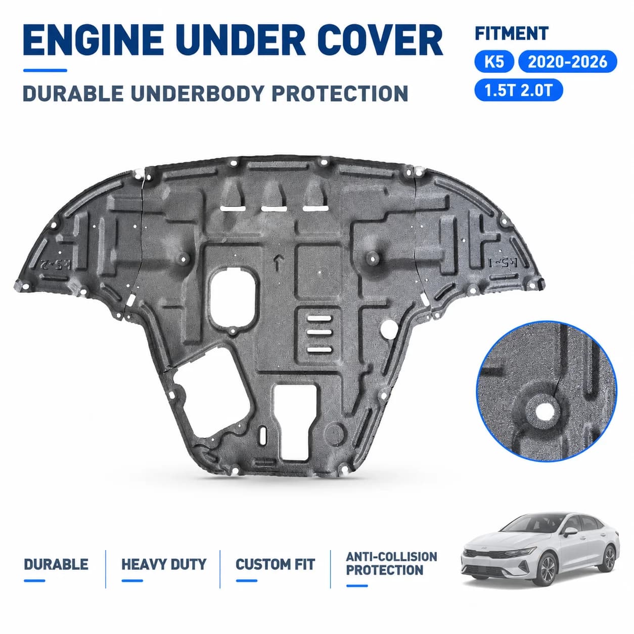 For Kia K5 2020-2026 1.5T 2.0T Custom Fit Engine Skid Plate Anti Collision Design Daily Driving Heavy Duty Secure Fitment
