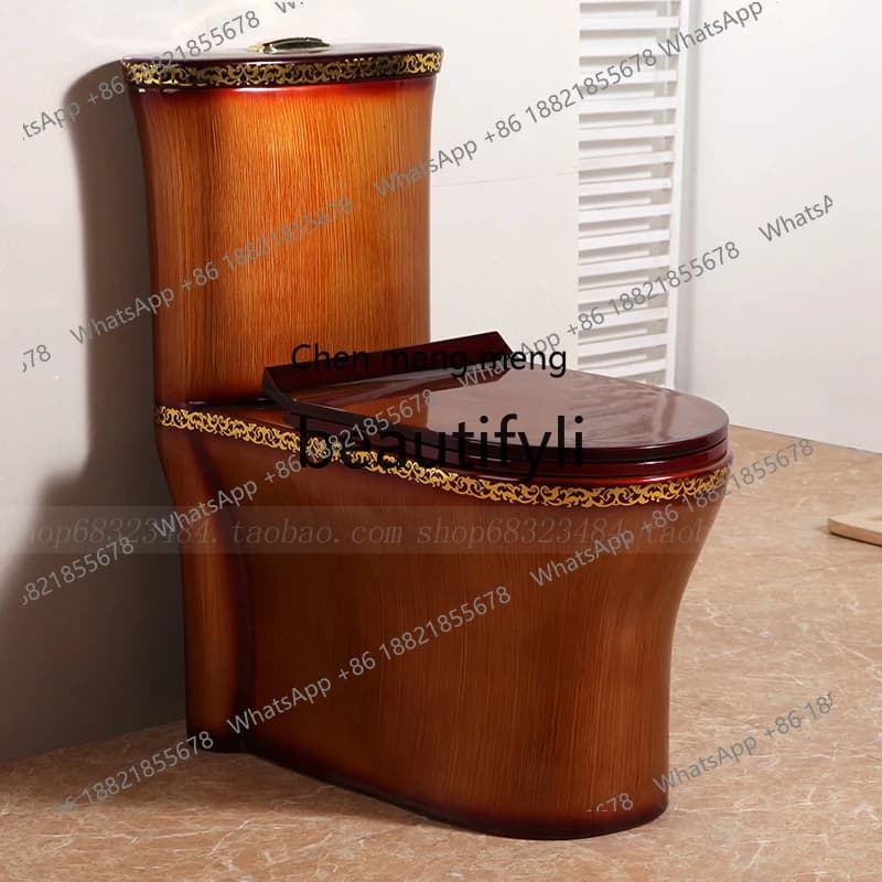 N178 Wood grain toilet toilet household flush color toilet super swirl water saving large diameter