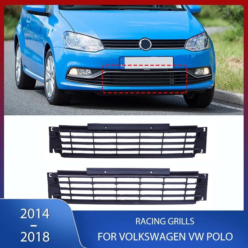 Front Bumper Grille Racing Grills With Decorative Bright Strip For Volkswagen VW Polo 2014 2015 2016 2017 2018 Car Accessories