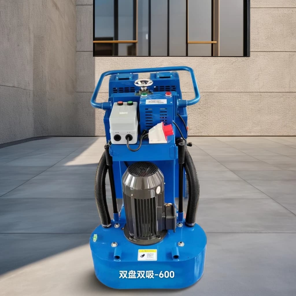 600mm Dual Disc Industrial Epoxy Floor Grinder Concrete Machine 5.5KW AC380V with Vacuum Cleaner and Manual Gearbox Motor