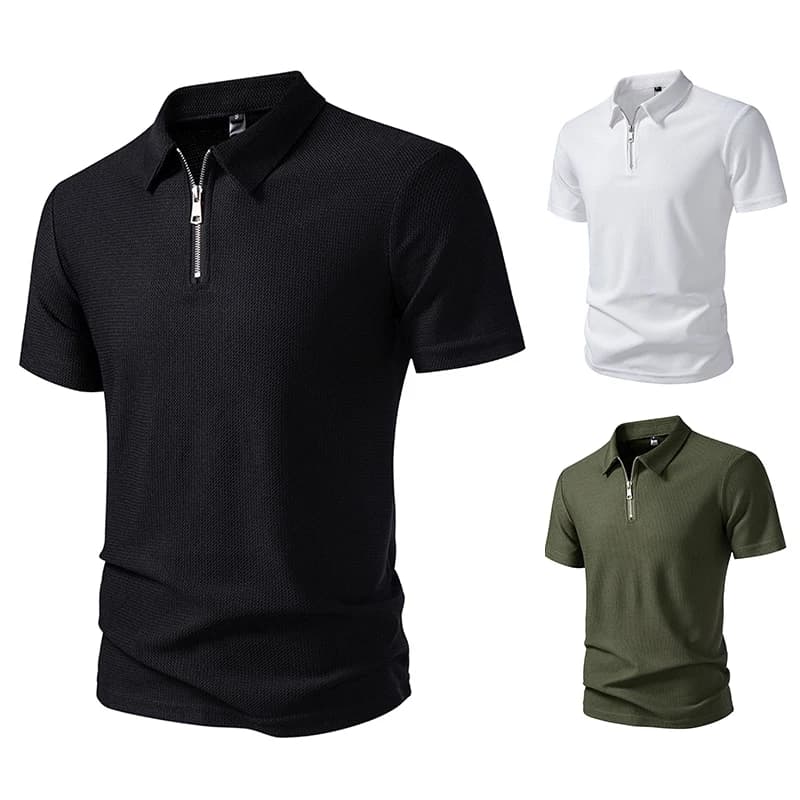Men's Summer Polo T-shirts Short Sleeve Zip Man Tank Tops Polo Tees Shirts Male Lapel Collar T shirt Sweatshirt Tshirts T14