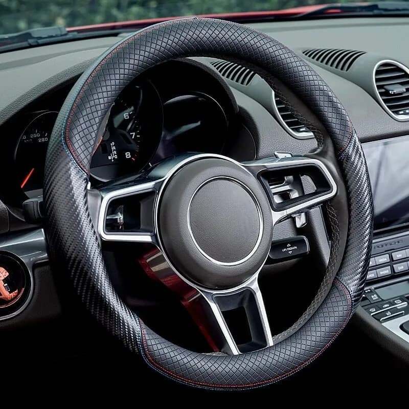Carbon Fiber Leather Steering Wheel Covers for Porsche Cayenne 911 Macan Panamera Taycan 718 Porsche Accessories Steering Covers