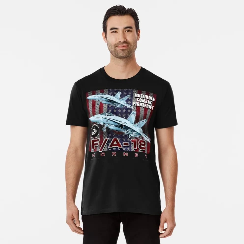 US Marine Corps F/A-18 Hornet Multirole Combat Aircraft T-Shirt 100% Cotton O-Neck Short Sleeve Summer Casual Mens T-shirt