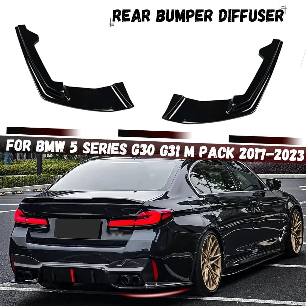 Car Rear Bumper Lip Spoiler Diffuser Splitter Body Kit Trim For BMW 5 Series G30 G31 M Pack 2017 2018 2019 2020 2021 2022 2023