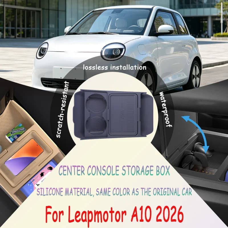 For Leapmotor A10 2026 Center Console Lower Storage Box, Drop-in Organizer Tray, Sunglasses Holder, Interior Accessory