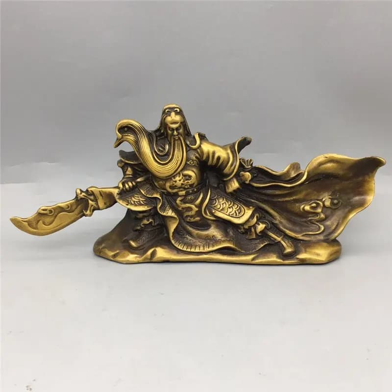 Bronze Gong Buddha ornament worship, home decoration, gift for opening business, Guan Yu statue, martial god of