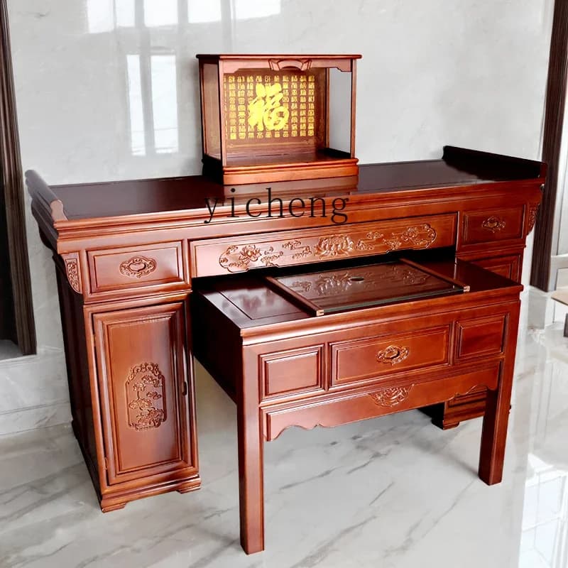 v9.9- solid wood shrine offering table incense case household case table Zhongtang strip case Guan Gong Buddhist shrine offering