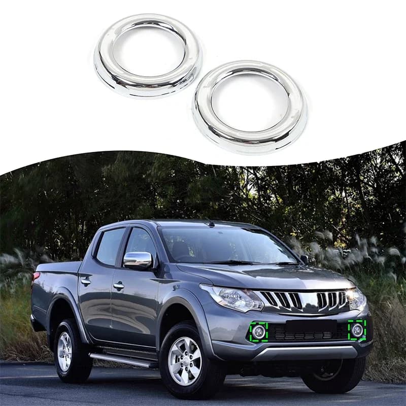 ABS Matte Black For  Mitsubishi L200 Triton 2015-2018  Car Front Fog Light Decorative Ring Sticker Car Protection Accessories