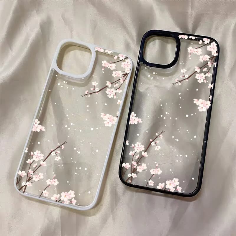 Cherry Blossom Floral Phone Case for iPhone 11 12 13 14 15 Pro 16 17 18 Pro Max 16E Air X XR XS 7 8 Plus SE2022 Shockproof Cover