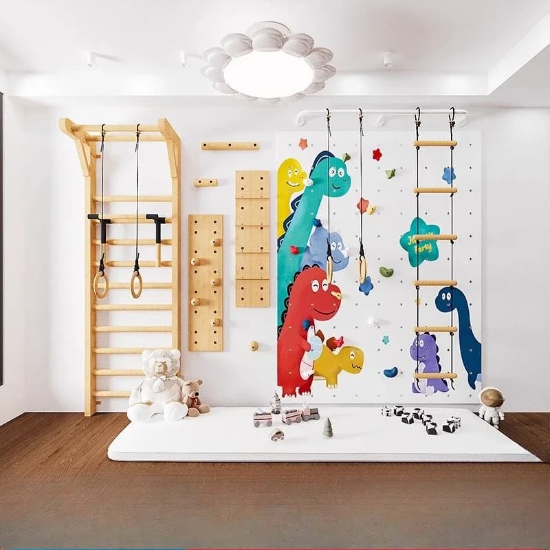 Climbing wall Children's household indoor climbing wall Kindergarten family children's room Solid wood climbing wall