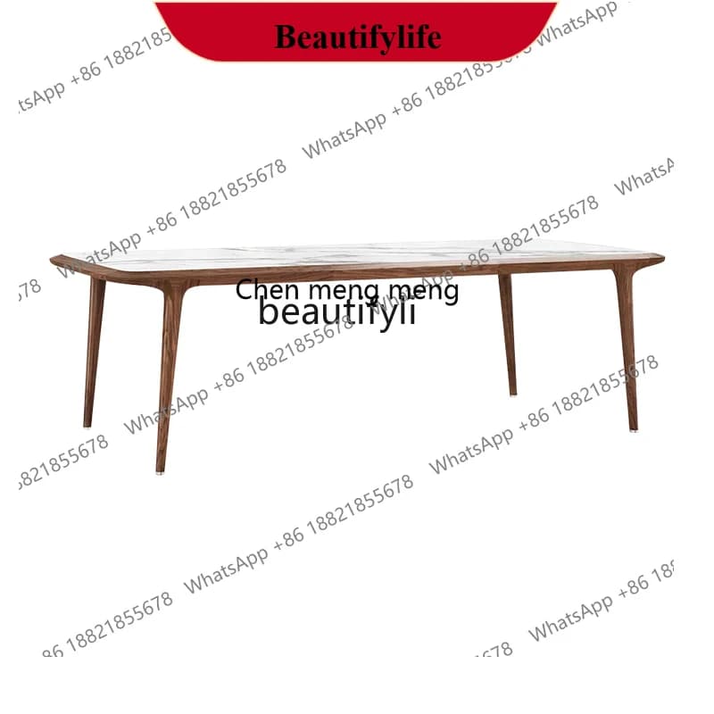 z183 Modern simple walnut dining table marble countertop North American solid wood coffee table desk