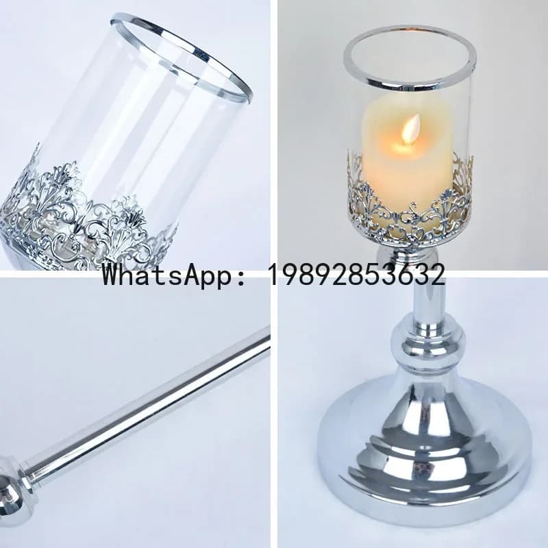 x-14 Metal Wrought Iron Candle Holder Wedding Decoration Supplies Silver Candle Cup Ornaments