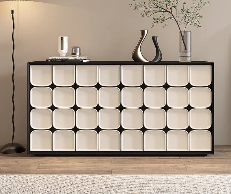 DSA minimalist eight-bucket cabinet large capacity living room solid wood dining side cabinet bedroom bedside storage cabinet