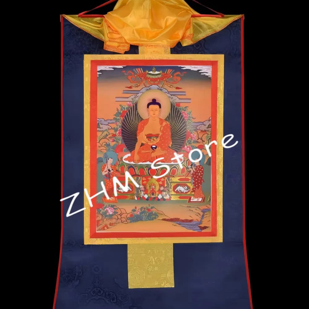 Tibetan Thangka Hanging Painting Tibetan Tantric Gold-Plated Gold-Plated Sakyamuni Buddha Statue for Buddhist