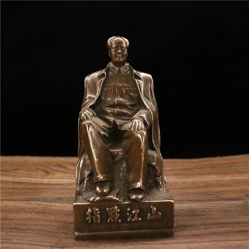 Grandpa Mao Statue Ornament, Brass Craft, Decorative Piece for Living Room, Home, Office, Bronze Bust