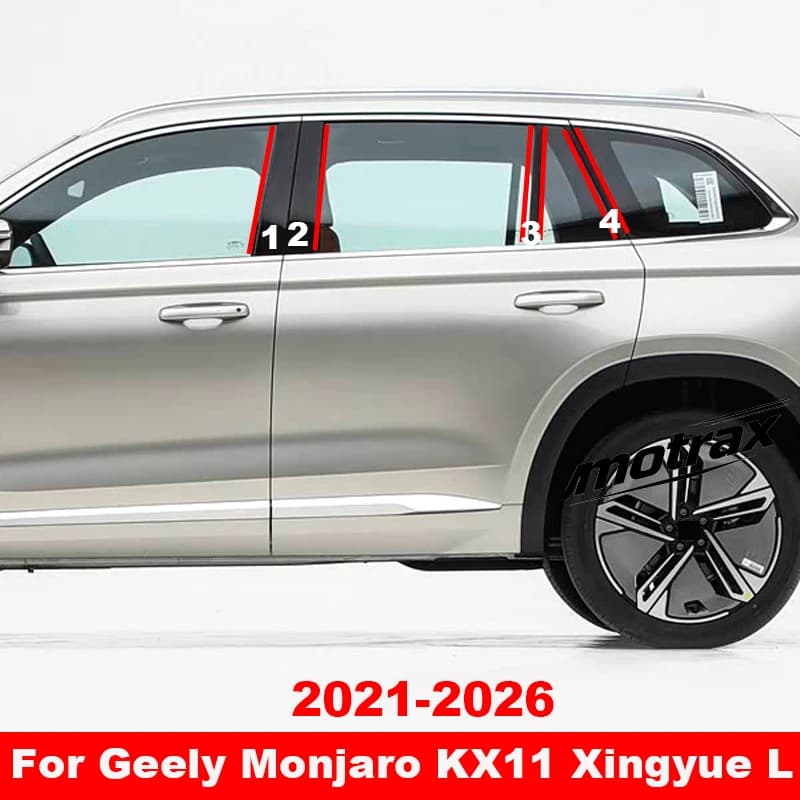 For Geely Monjaro KX11 Xingyue L 2021-2026 Car Glossy Effect Window Door Column B C Pillars Post Cover Sticker Decoration