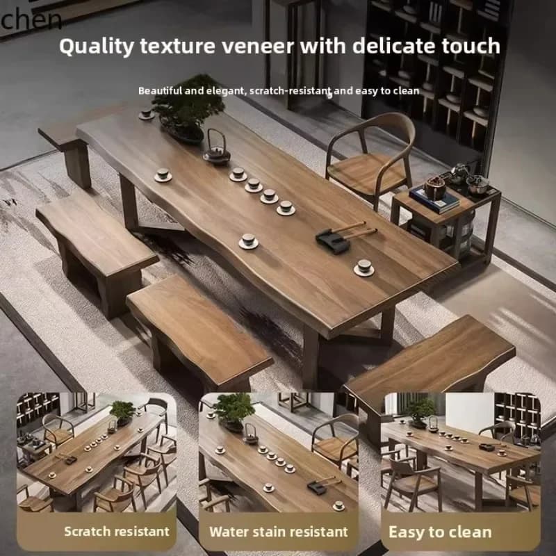 DSA  Solid Wood Tea Table and Chair Set New Chinese Style Home Living Room Kung Fu Tea Table Office Tea Table