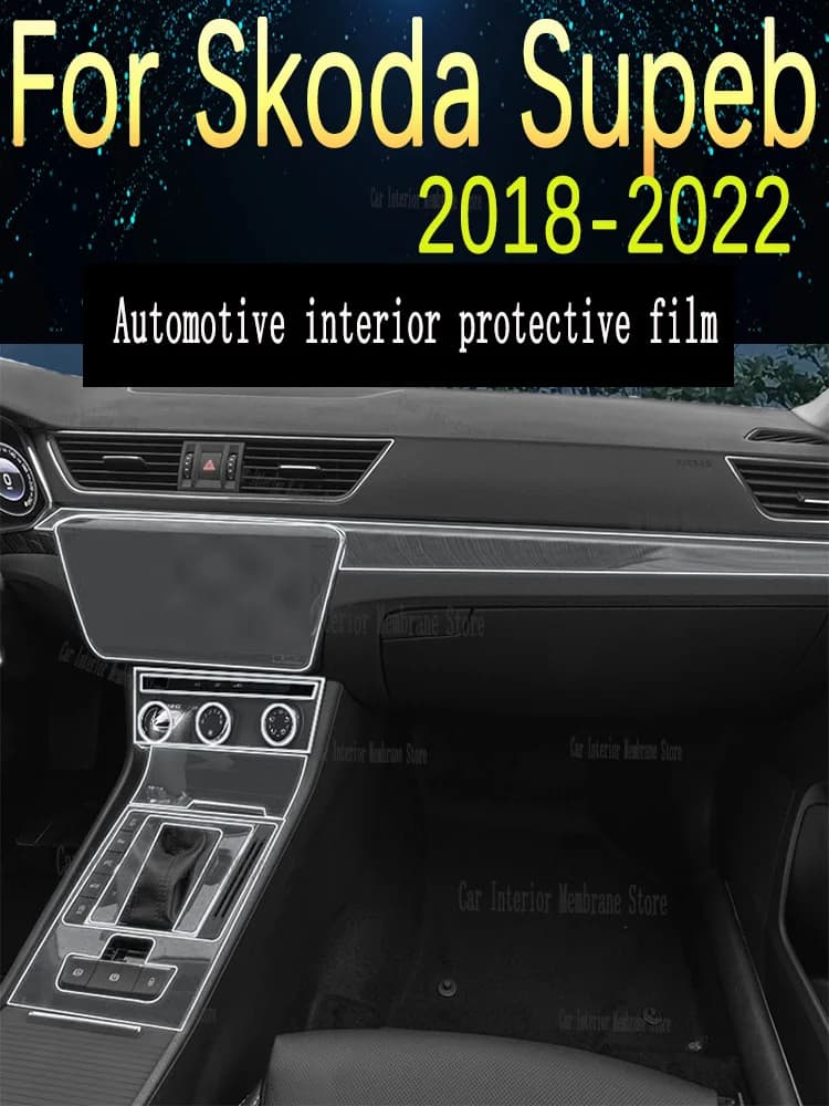 For Skoda Supeb (2018-2022)  Gearbox Panel Navigation Automotive Interior TPU Protective Film Anti-Scratch Sticker Accessories