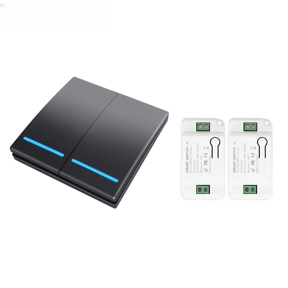 Smart Life WiFi RF433 2 Gang Wall Switch DIY Relay Timer Module Works with Google Home Alexa