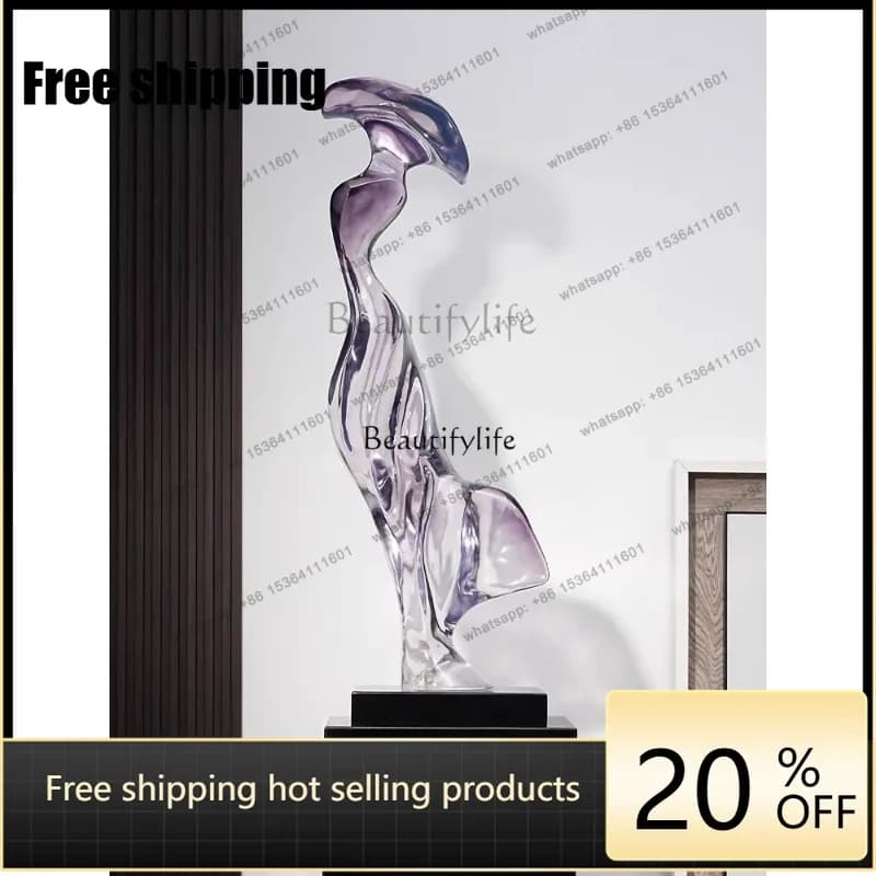 JJ Light luxury entrance art decoration imitation glass transparent resin sculpture ornament hotel abstract floor decoration