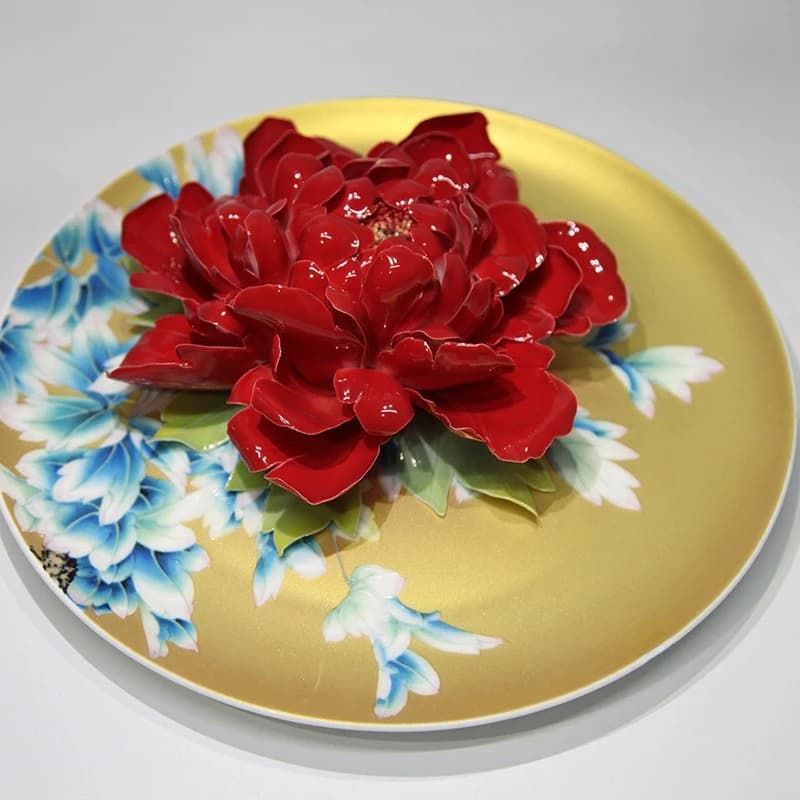 Luoyang take position pottery ornament porcelain peony flower handicraft wedding gift