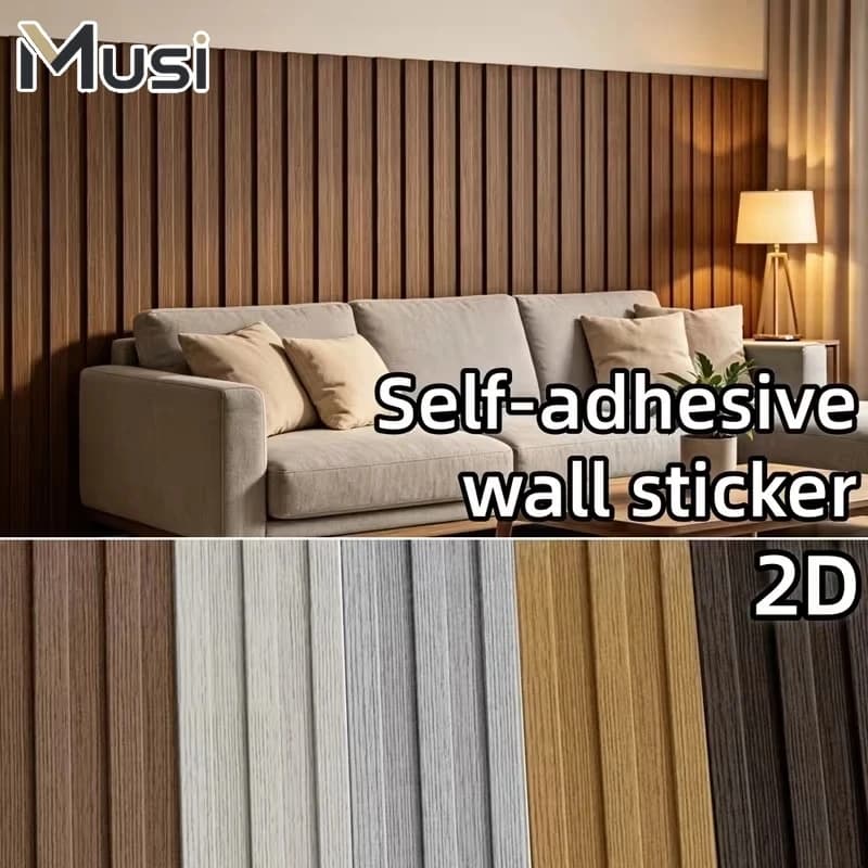 Imitation Wood Grain Effect Self-adhesive Wallpaper Waterproof Wall Stickers for Home Interior Upgrade Kitchen TV Wall Decor