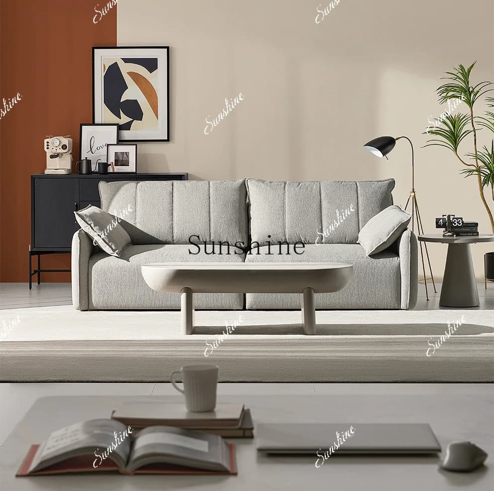 Large apartment Italian minimalist fabric combination straight row sofa  FT
