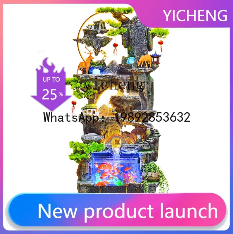 A30  Flowing Water Ornament Feng Shui Wheel Wealth-Attracting Humidifier Circulating Water Alpine Fountain Floor Standing