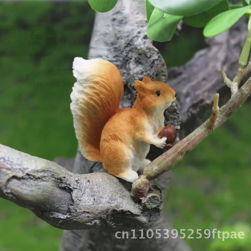 Squirrel Resin Craft Succulent Moss Micro Landscape Decoration Cute Simulation Animal Pot Accessories Pastoral Handmade Gift