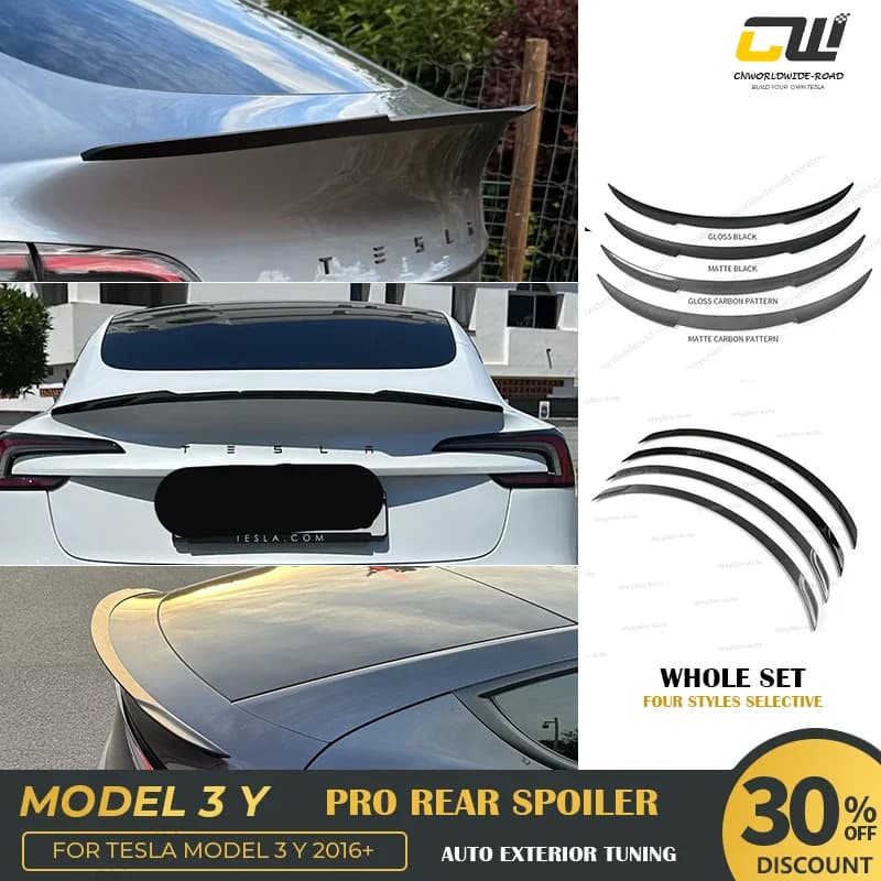 OEM Style Rear Spoiler for Tesla Model 3 Y 2017-2026, Matte Black ABS Trunk Lip Wing, No-Drill 3M Tape Exterior Accessories