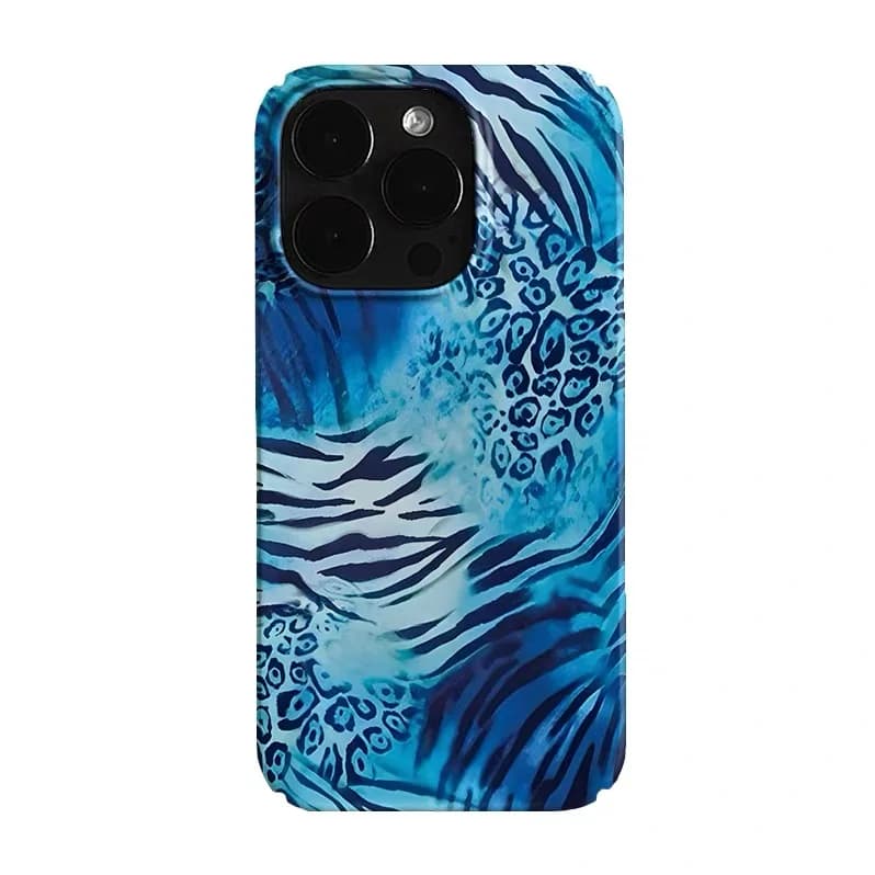 Blue Gradient Leopard Print Phone Case for IPHONE 17 Air 16E 15 PROMAX 14 Plus 13 12 MINI 11 PRO 16Plus XR Acrylic Phone Cover