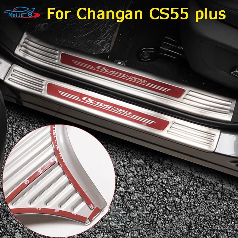 For Changan CS55 plus II MK2 2021-2023 Interior Door Welcome Threshold Cover Sticker Stainless Steel Protector Auto Accessories