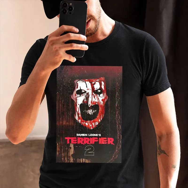 Retro Horror Movie Terrifier Art The Clown Killer Scary Halloween Gift T Shirt 0912 Short Sleeve Graphic clothes All size S-6XL