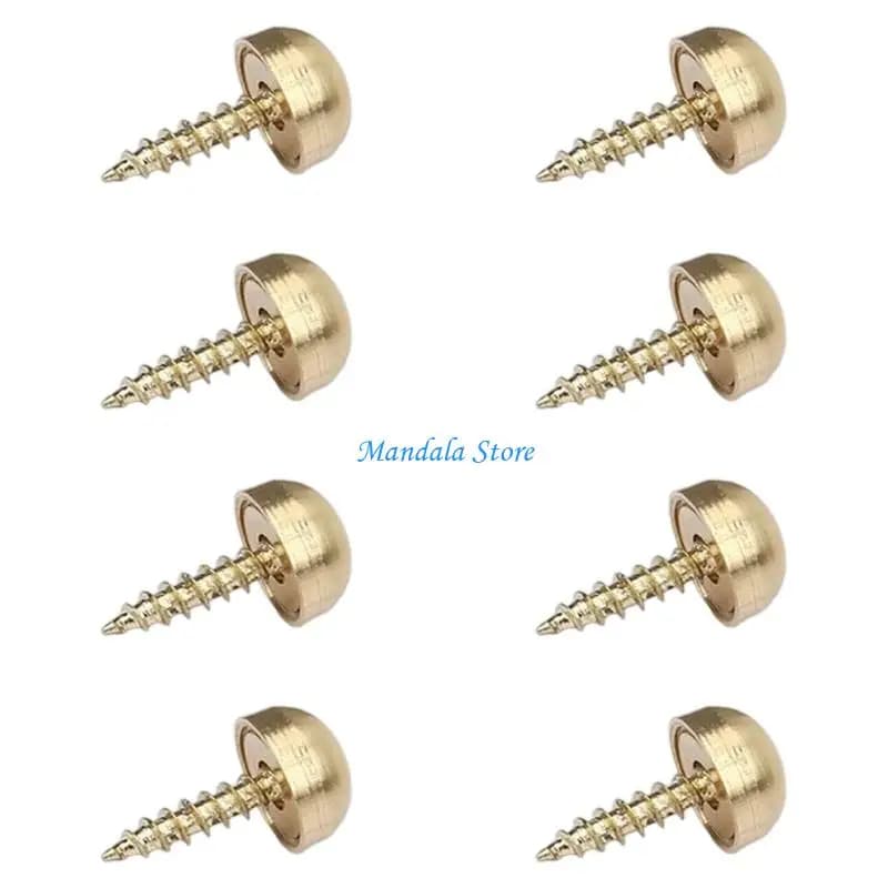 U2JC Sturdy Brass Fasteners Mirror Screw Caps M3Thread 8pcs Furniture Hardware