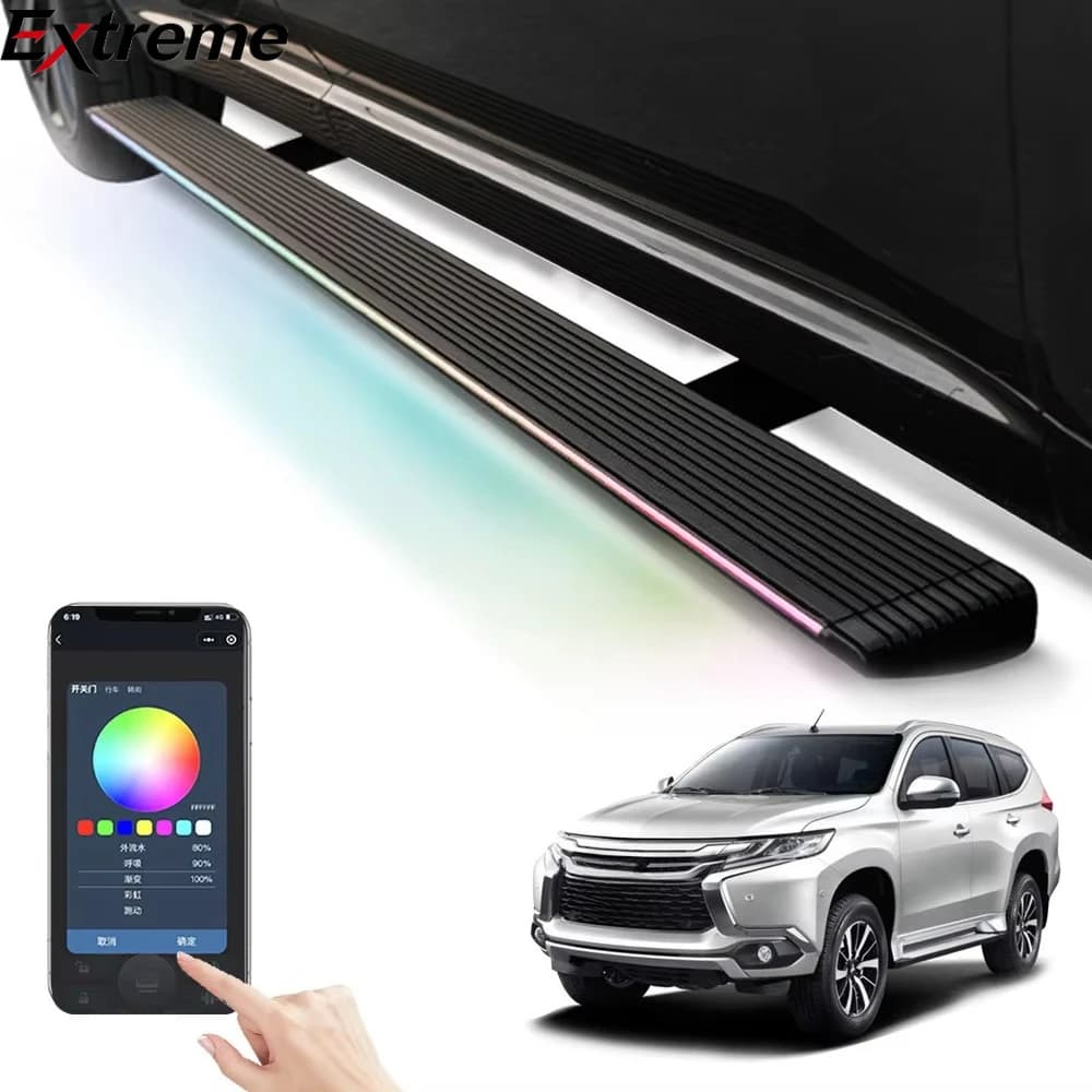 Electric Retractable Auto Part Side Pedal  Factory Manufacturer LED Light Electric Running Boards for Mitsubishi Pajero Sport