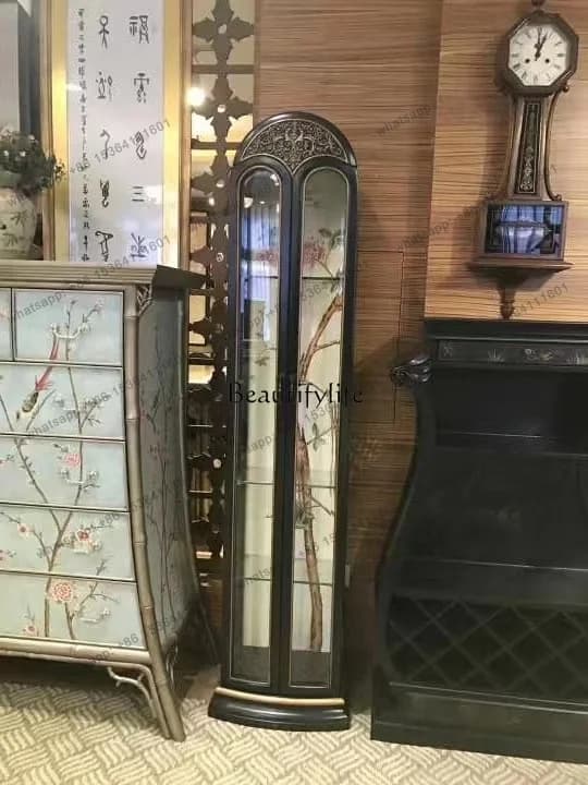 Customization American glass display cabinet living room European retro painted wall decorative cabinet