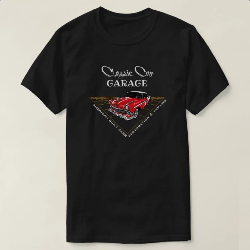 Classic Car Garage Custom Vintage Car T-Shirt 100% Cotton O-Neck Short Sleeve Summer Casual Mens T-shirt Size S-3XL