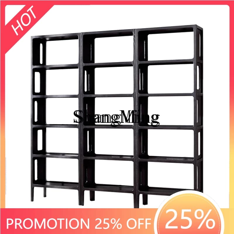 FG good-looking  solid wood bookcase floor-to-ceiling display high cabinet hollow decorative display cabinet