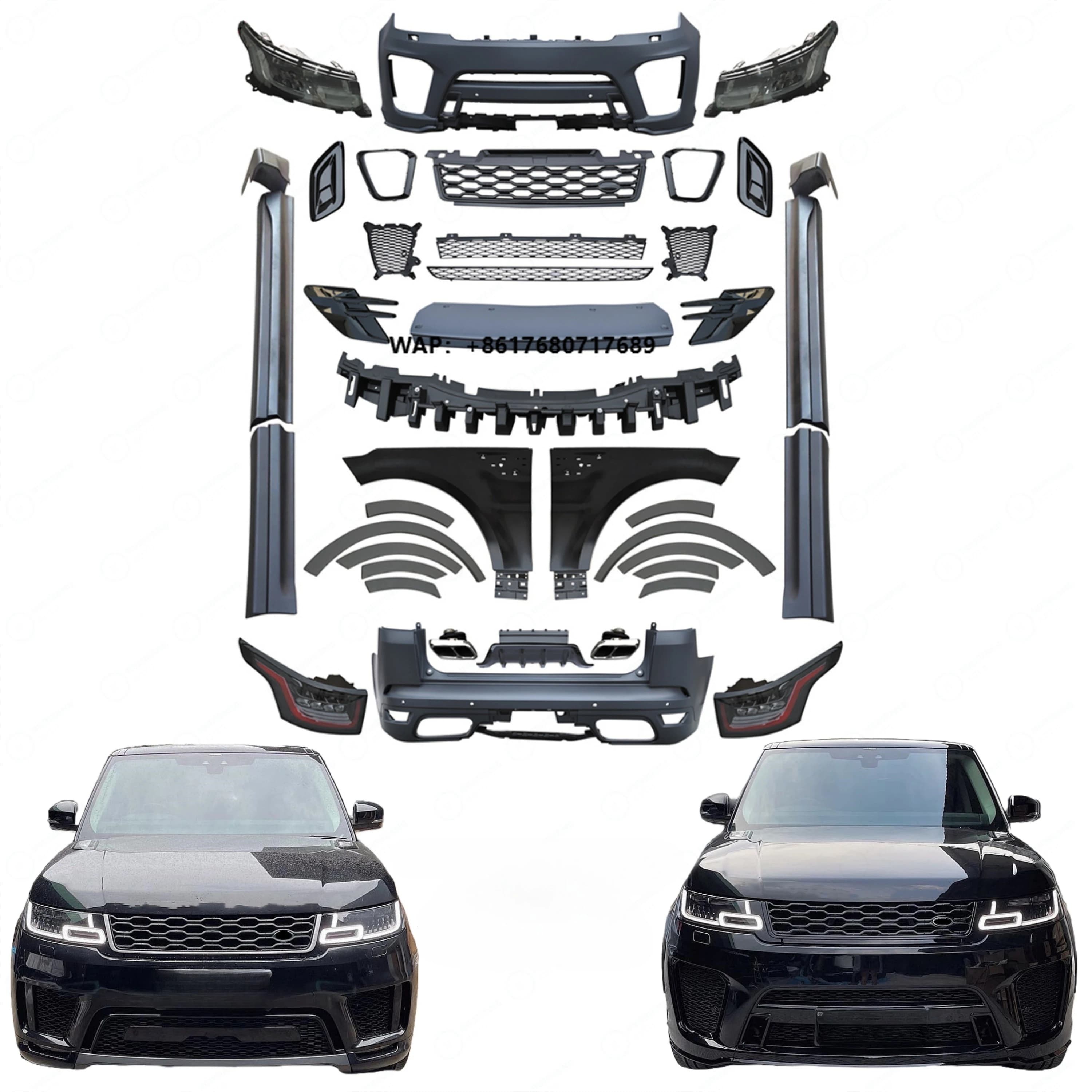 Body Kit for  RANGE ROVER SPORT 2014-2017 Upgrade to 2022 SVR Style Include Front Rear Bumper Headlights Taillamps