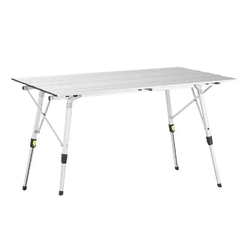 Portable Aluminum Folding Camping Table Adjustable Height Lightweight Picnic Desk for Outdoor Garden Beach with Storage Mesh
