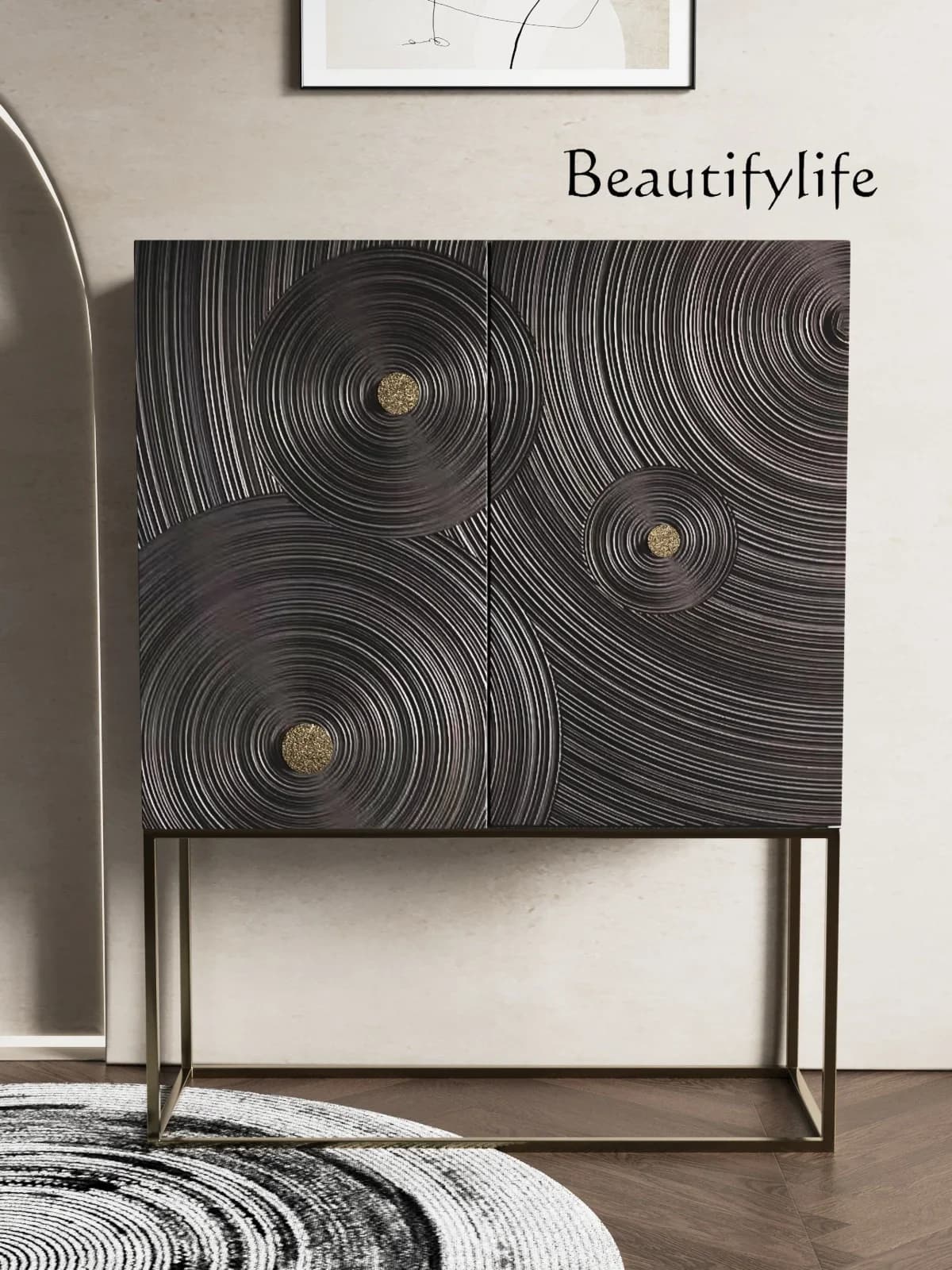 XX Modern Solid Wood Carving Flower Bucket Cabinet Storage Cabinet Entrance Wine Cabinet Small Side Against The Wall