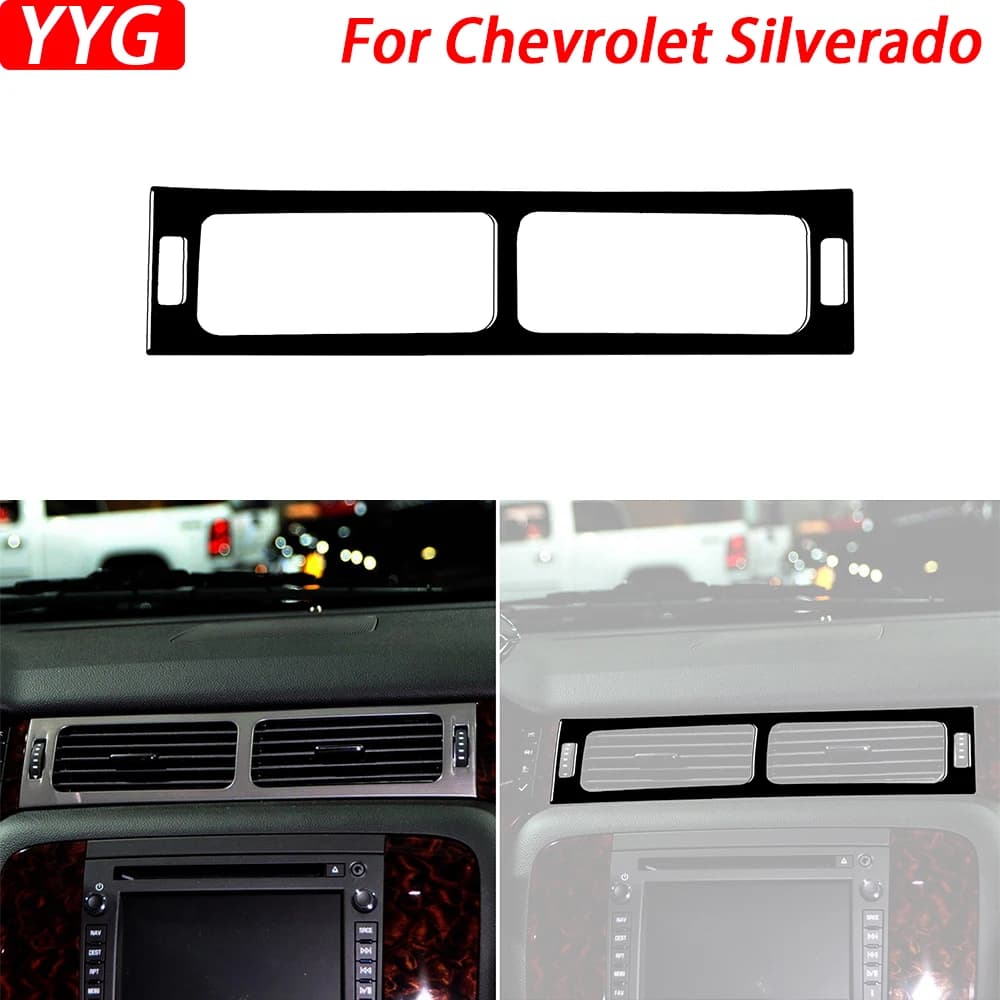 For Chevrolet Silverado Tahoe GMC Avalanche LTZ Sierra SLT 2007-13 Piano Black Central Air Conditioning Outlet Interior Sticker