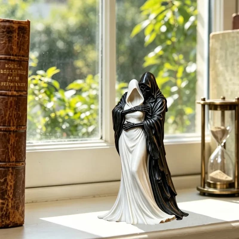 Creative Grim Reaper Embraces Statue Decorations, Collects Figurines, Home Shelves and Desk Decorations, Gothic Skull Sculptures