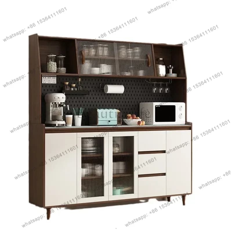 Room Cabinets Wall-Mounted Kitchen Storage Cabinet Solid Wood Sideboard Multi-Functional Wine Tea Buffet Furniture