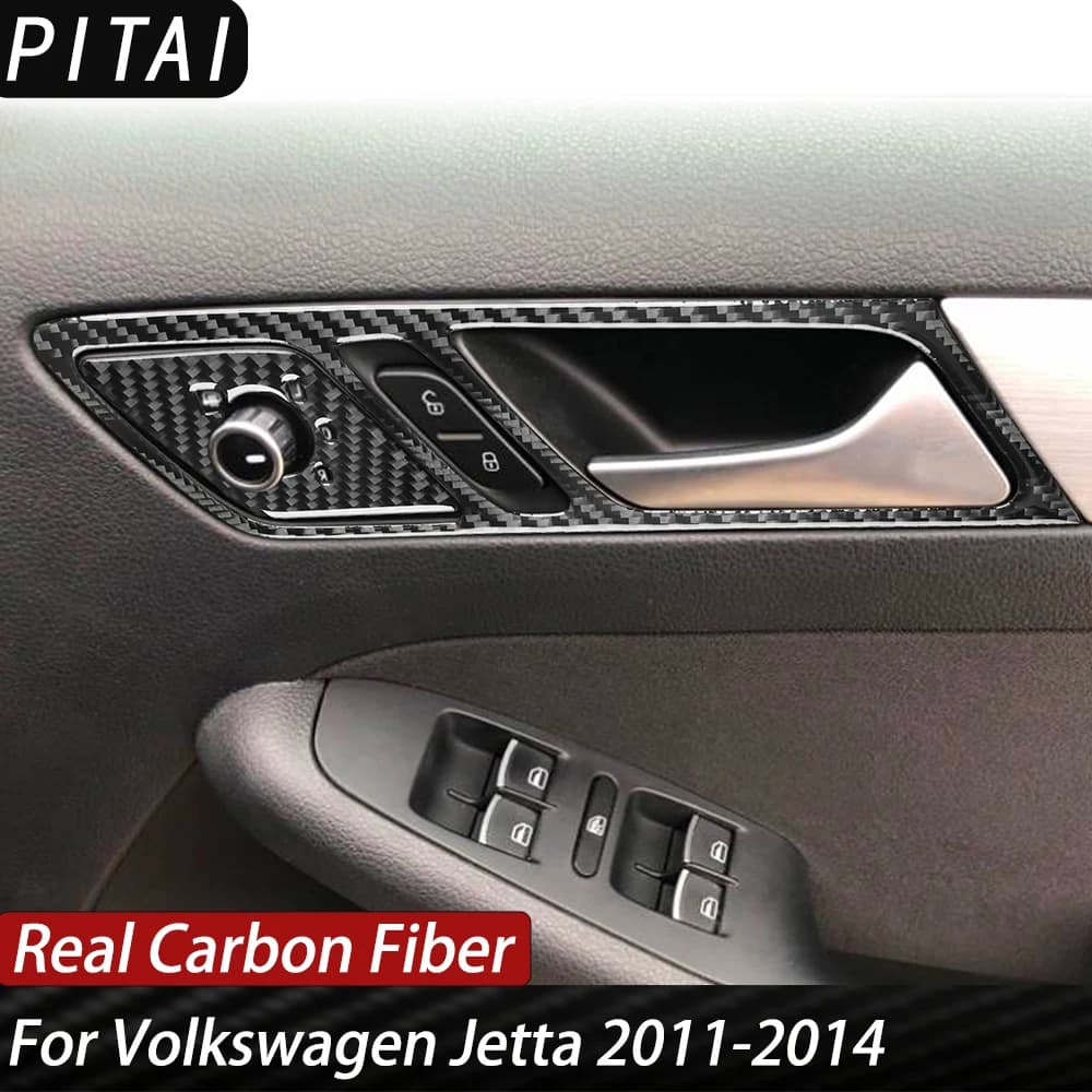 For Volkswagen Jetta 2011-2014 Carbon Fiber door handle Car Interior Decoration Strips Auto Styling Accessories Panel Sticker