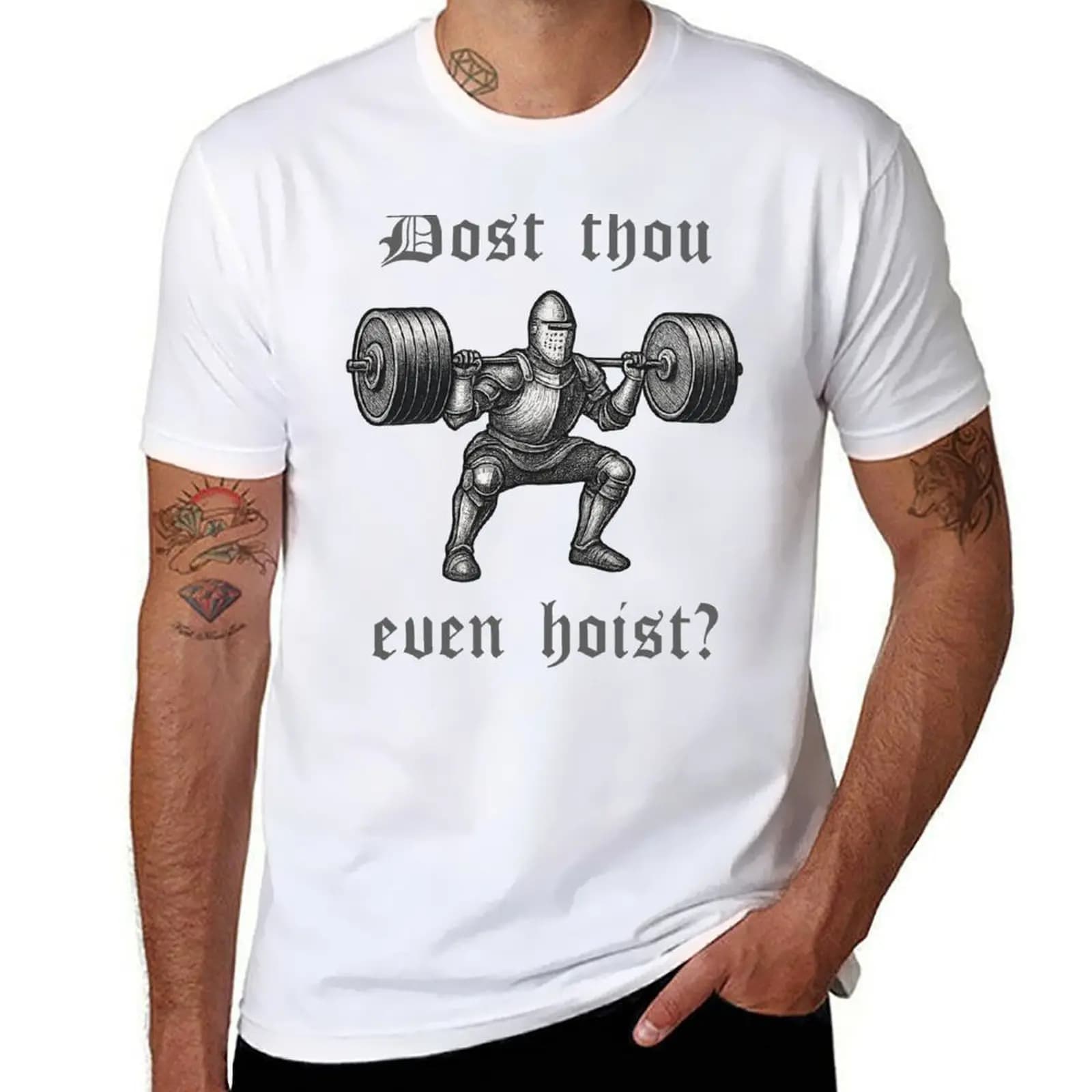 Dost Thou Even Hoist? Medieval Knight Gym Meme T-Shirt t shirts designer anime t shirts oversize t shirts cotton 100% T-Shirt